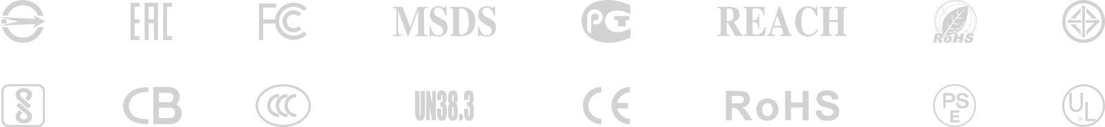 Product Safety Certifications: UL, CE, RoHS, UN38.3, IEC, FCC