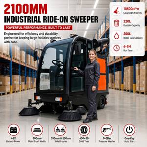 Commercial Electric Ride On Floor Road Sweeper Machine Industrial Battery Powered Floor Cleaning Equipment Unit With Side Brush